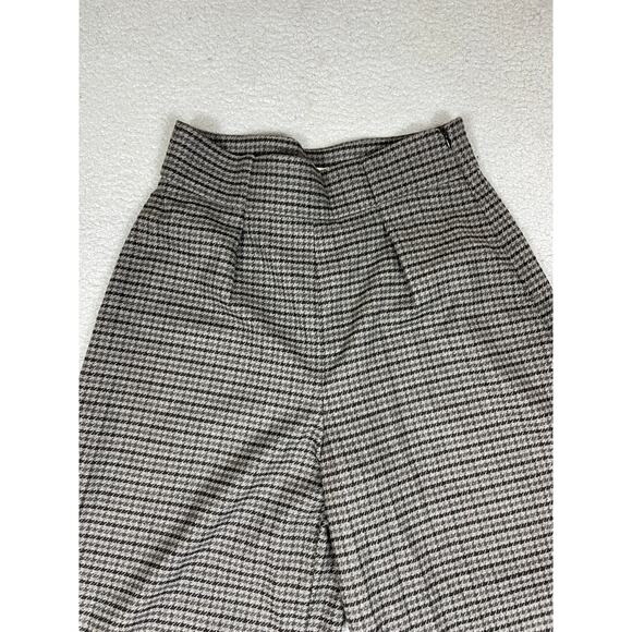Zara Womens Size M Gray Houndstooth Wide Leg Cropped Pants - Picture 8 of 11